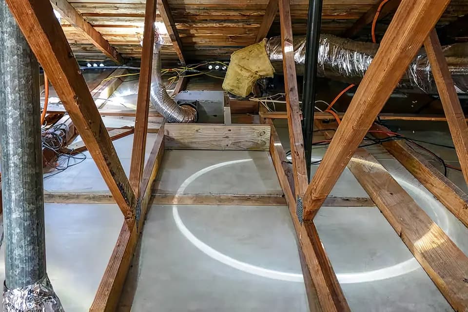 Attic cleaned down to the floor